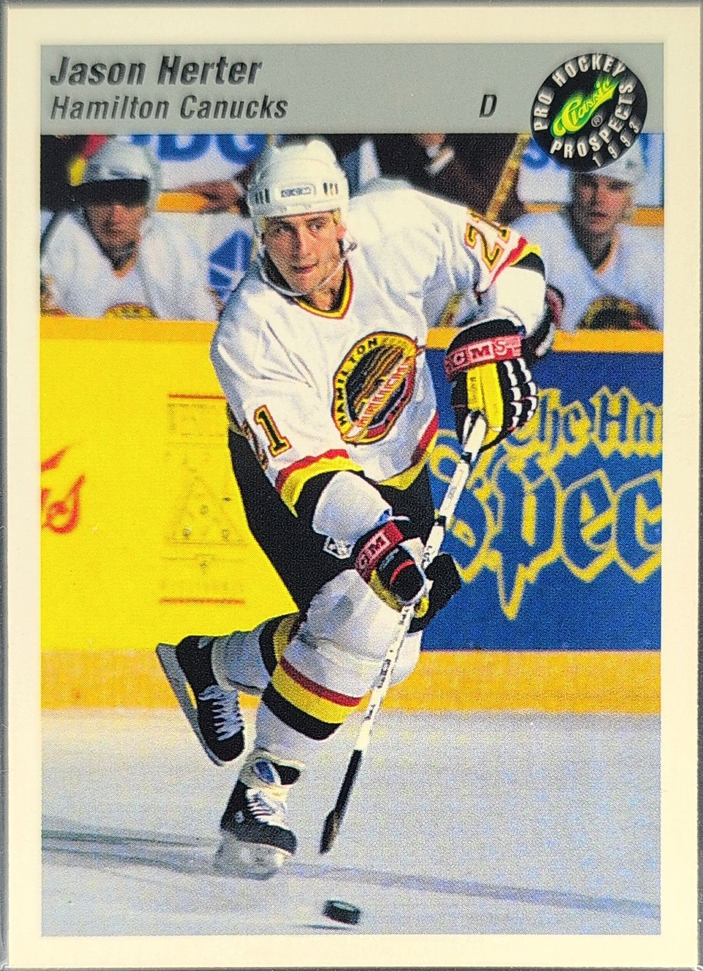 1993 Classic Pro Prospects Jason Herter #58 Hamilton Canucks front