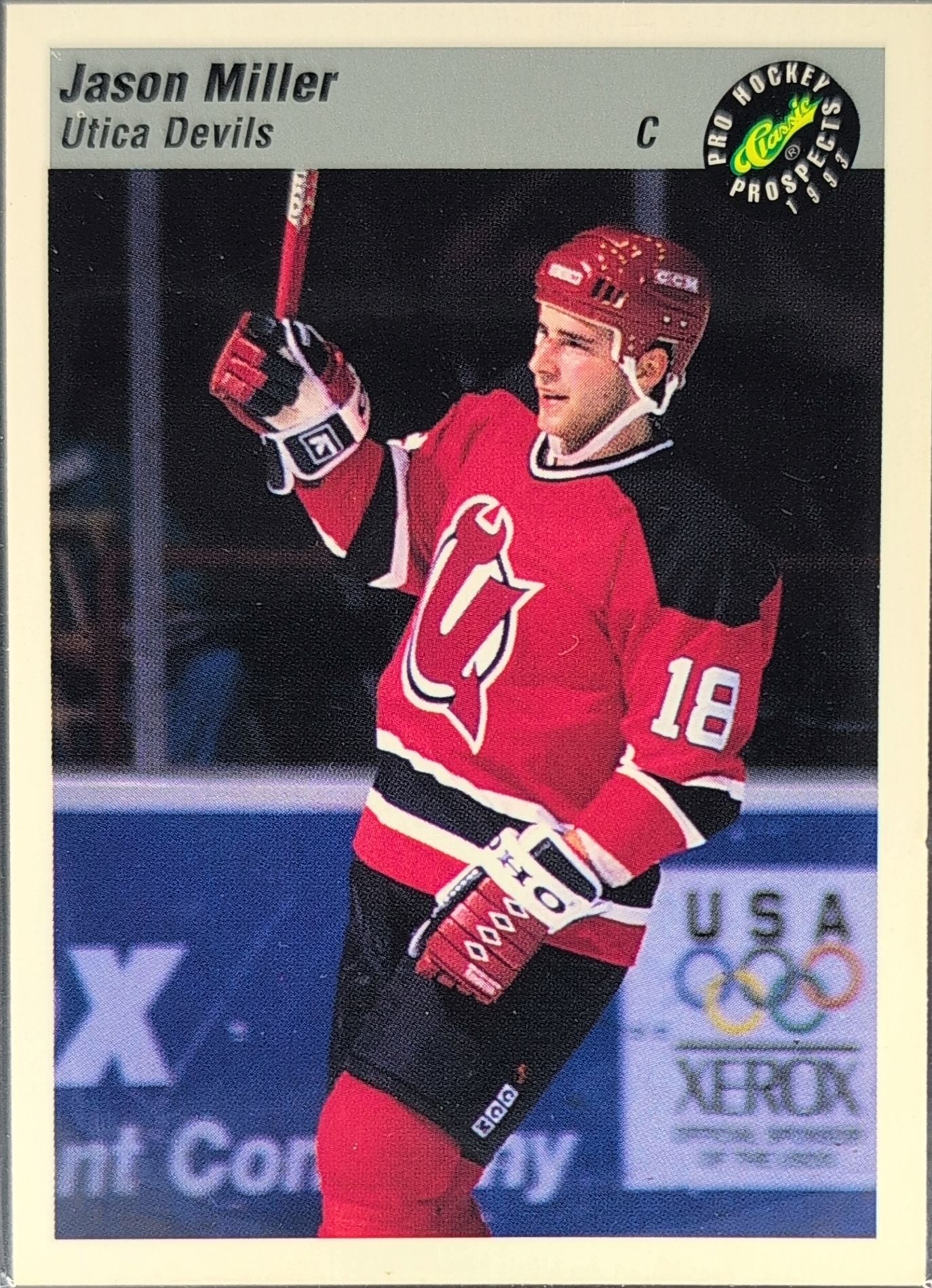 1993 Classic Pro Prospects Jason Miller #13 Utica Devils front
