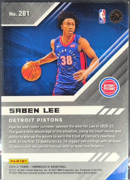 2020-21 Panini Chronicles Saben Lee #281 RC Detroit Pistons back