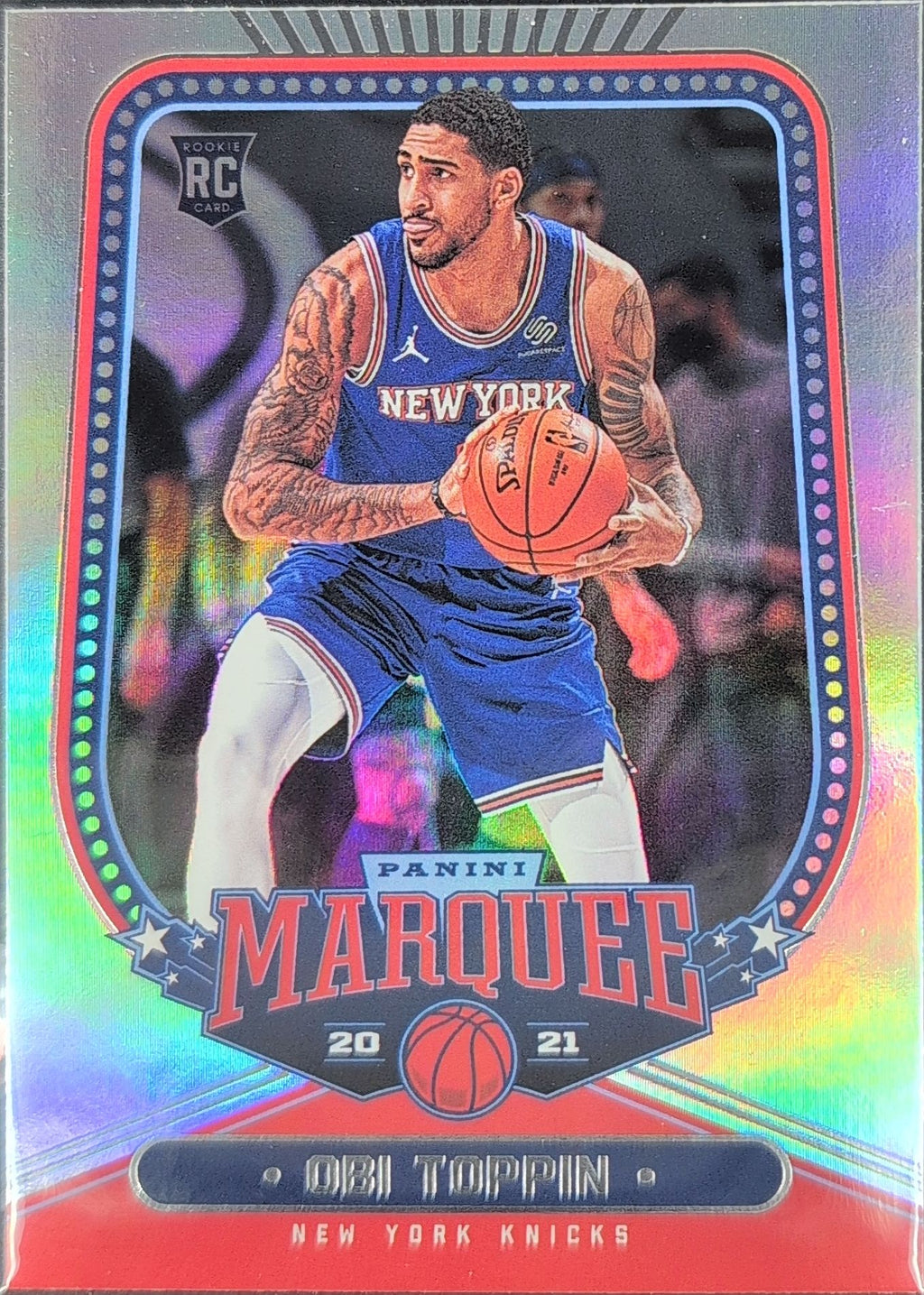 2020-21 Panini Chronicles Obi Toppin #258 Green RC New York Knicks front