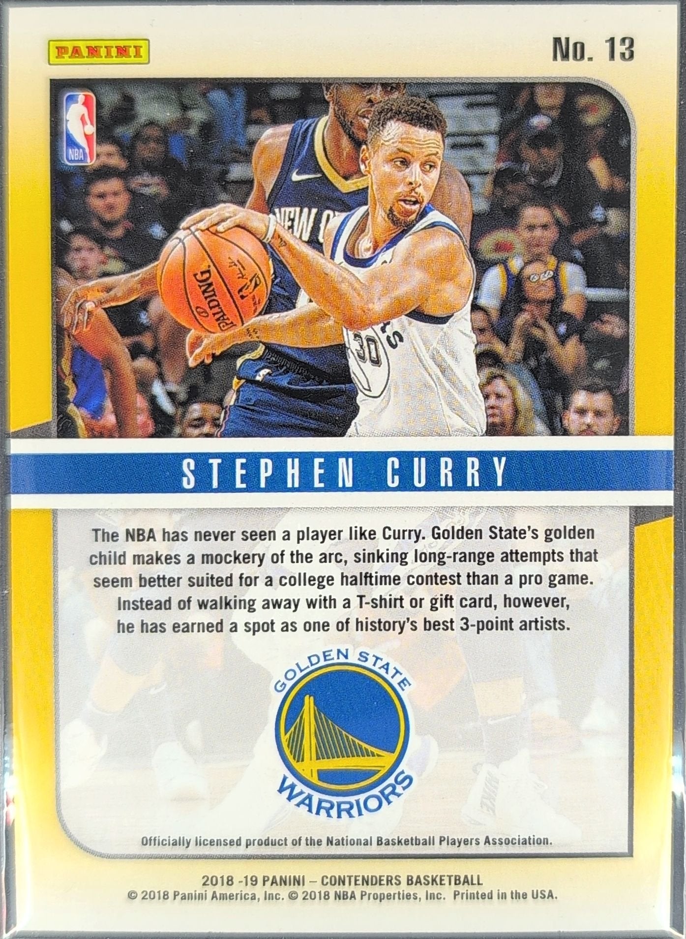 Stephen Curry 2018-19 Panini Contenders #13 Hall of Fame Contenders Golden State Warriors - back image