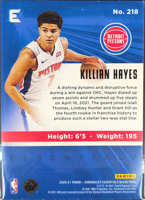 2020-21 Panini Chronicles Killian Hayes #218 Pink RC Detroit Pistons back
