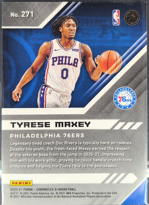 2020-21 Panini Chronicles Tyrese Maxey #271 Bronze RC Philadelphia 76ers back