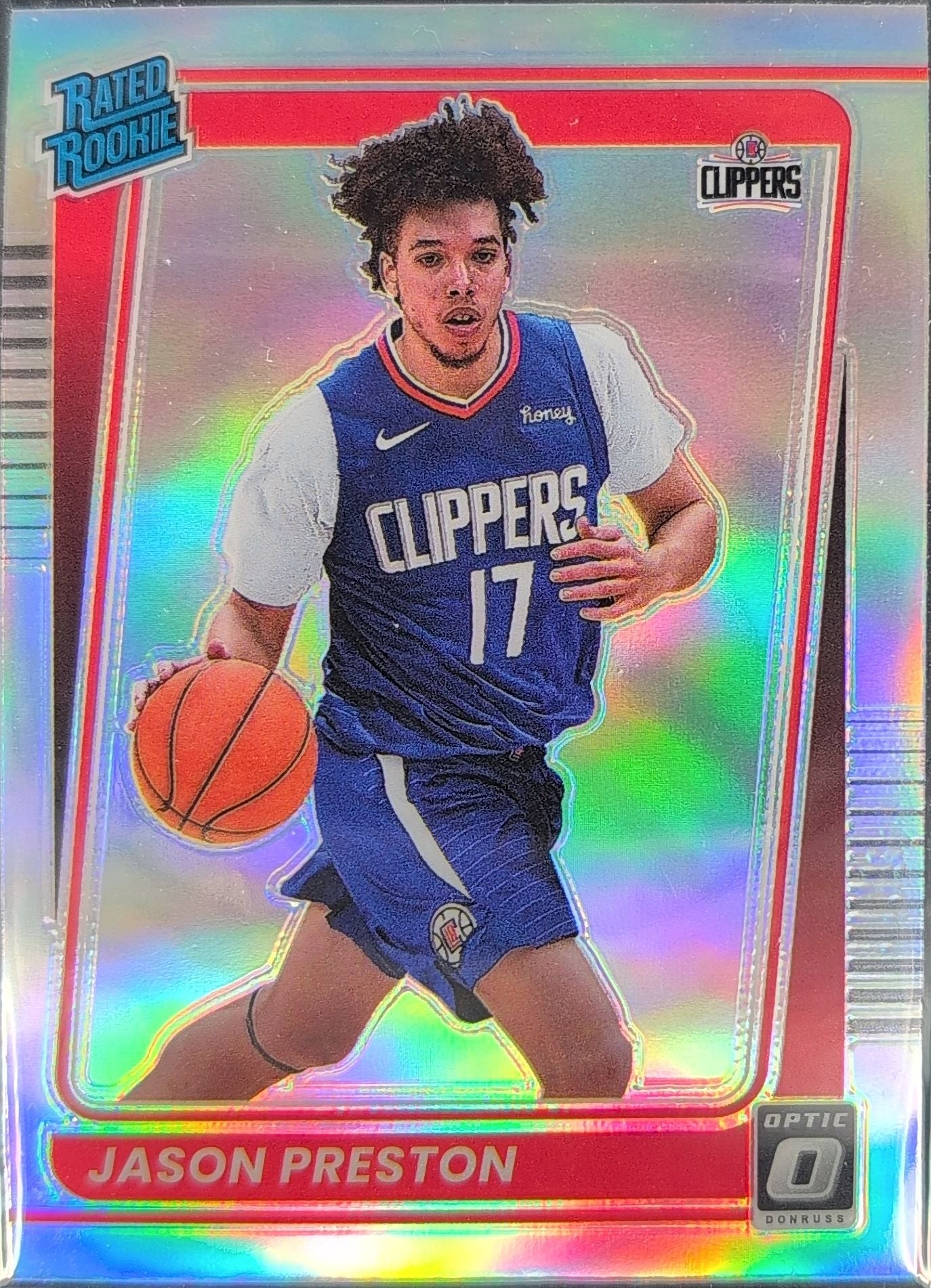 2021-22 Donruss Optic Jason Preston #160 Rated Rookies Signatures Holo RC,AU Los Angeles Clippers front