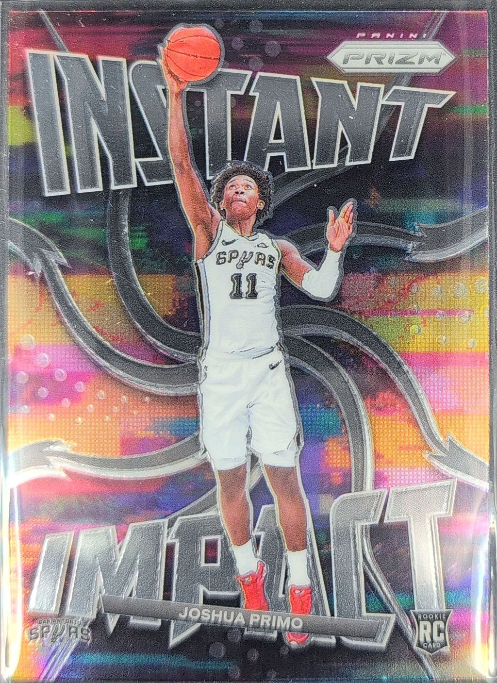 Joshua Primo 2021-22 Panini Prizm #12 Instant Impact Prizms Green San Antonio Spurs - front image