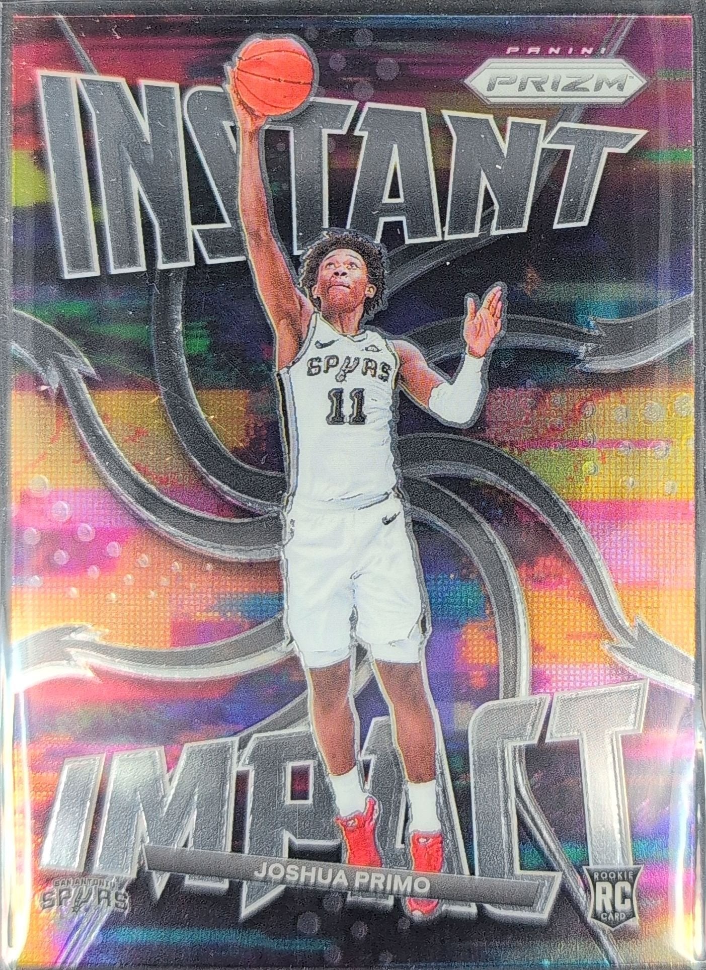 Joshua Primo 2021-22 Panini Prizm #12 Instant Impact Prizms Green San Antonio Spurs - front image
