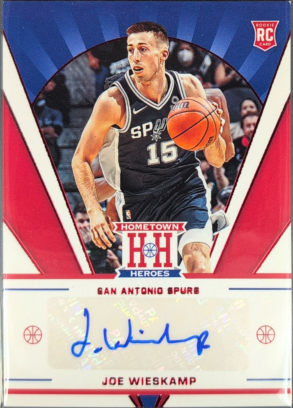 Joe Wieskamp 2021-22 Panini Chronicles #HHR-JOE Hometown Heroes Rookie Auto Red San Antonio Spurs - front image