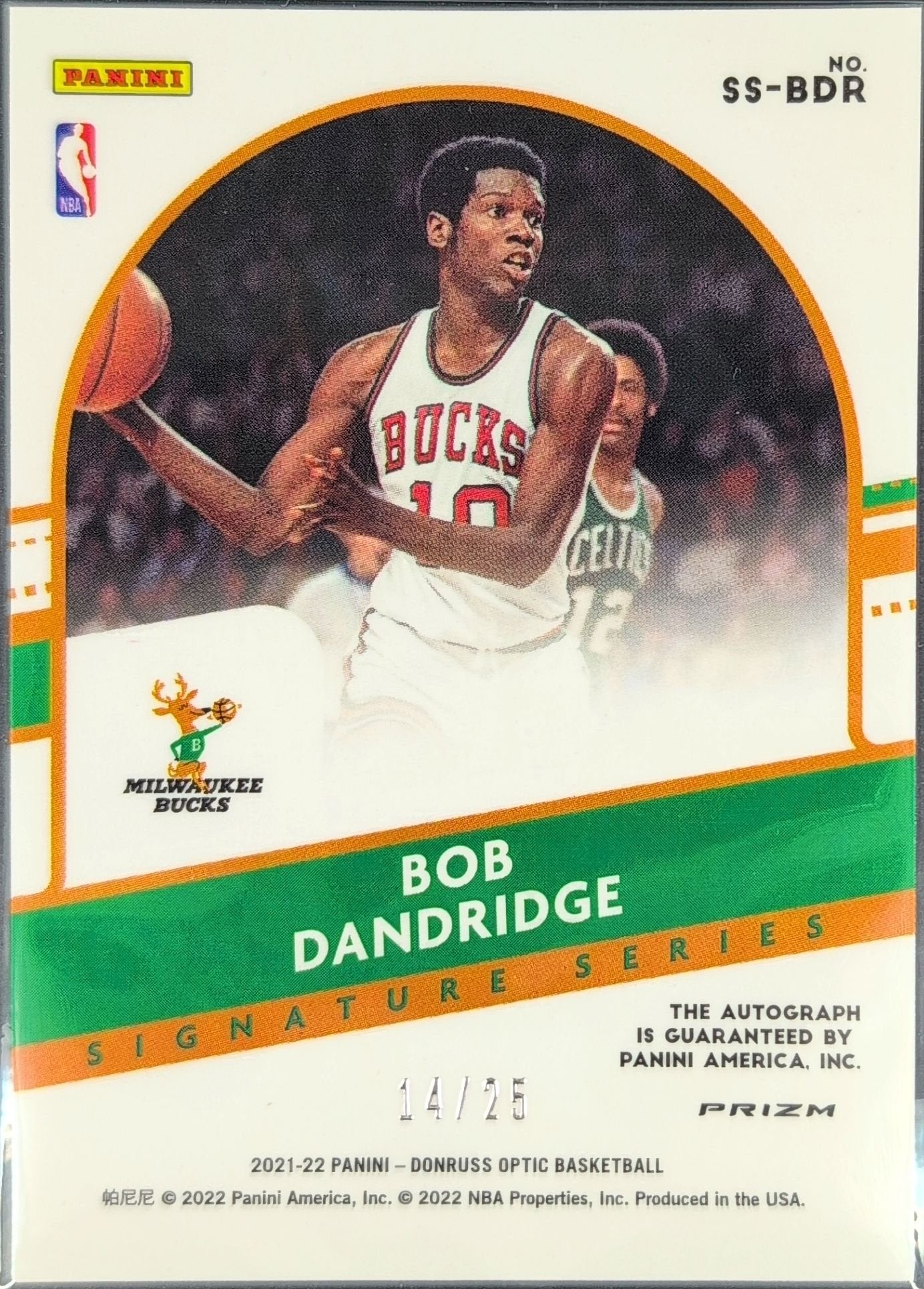 Bob Dandridge 2021-22 Donruss Optic #SS-BDR Signature Series Blue Milwaukee Bucks - back image
