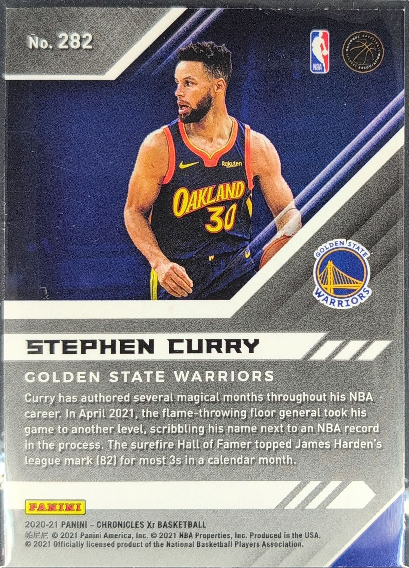 2020-21 Panini Chronicles Stephen Curry #282 Golden State Warriors back