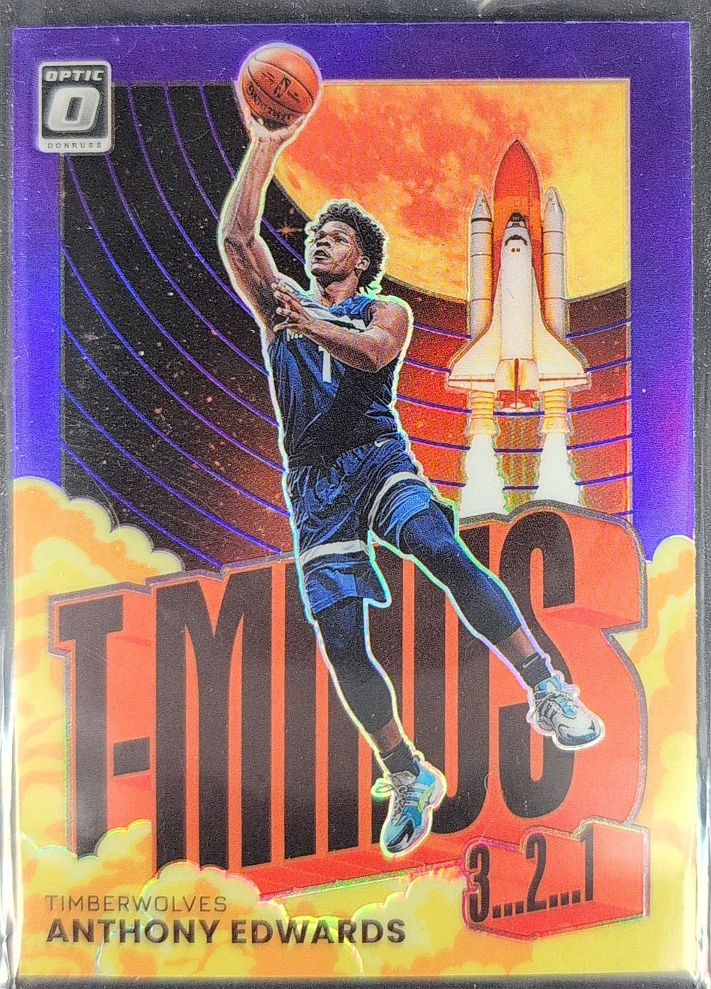Anthony Edwards 2021-22 Donruss Optic #11 T-Minus 3...2...1 Purple Minnesota Timberwolves - front image