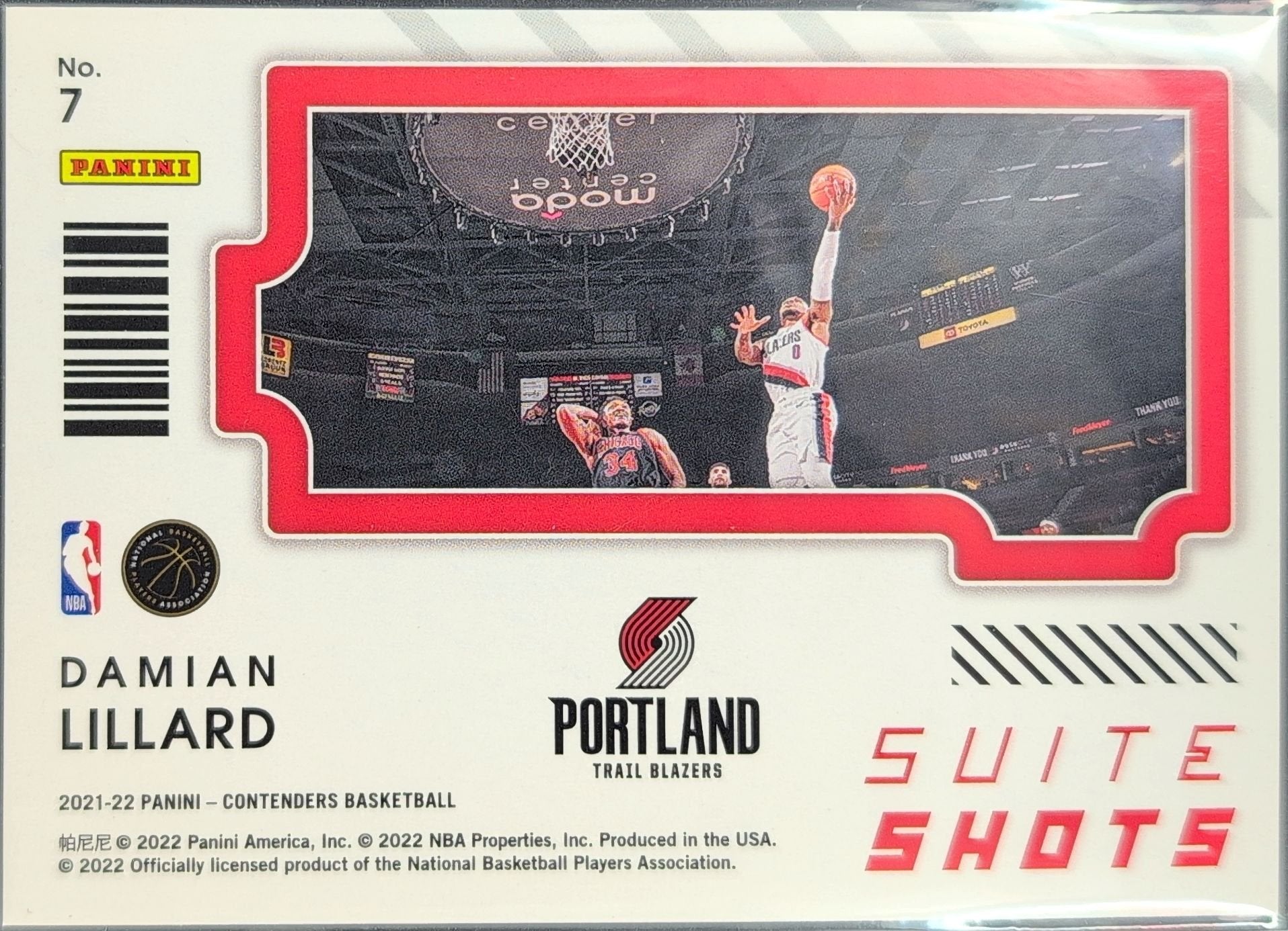 Damian Lillard 2021-22 Panini Contenders #7 Suite Shots Portland Trail Blazers - back image