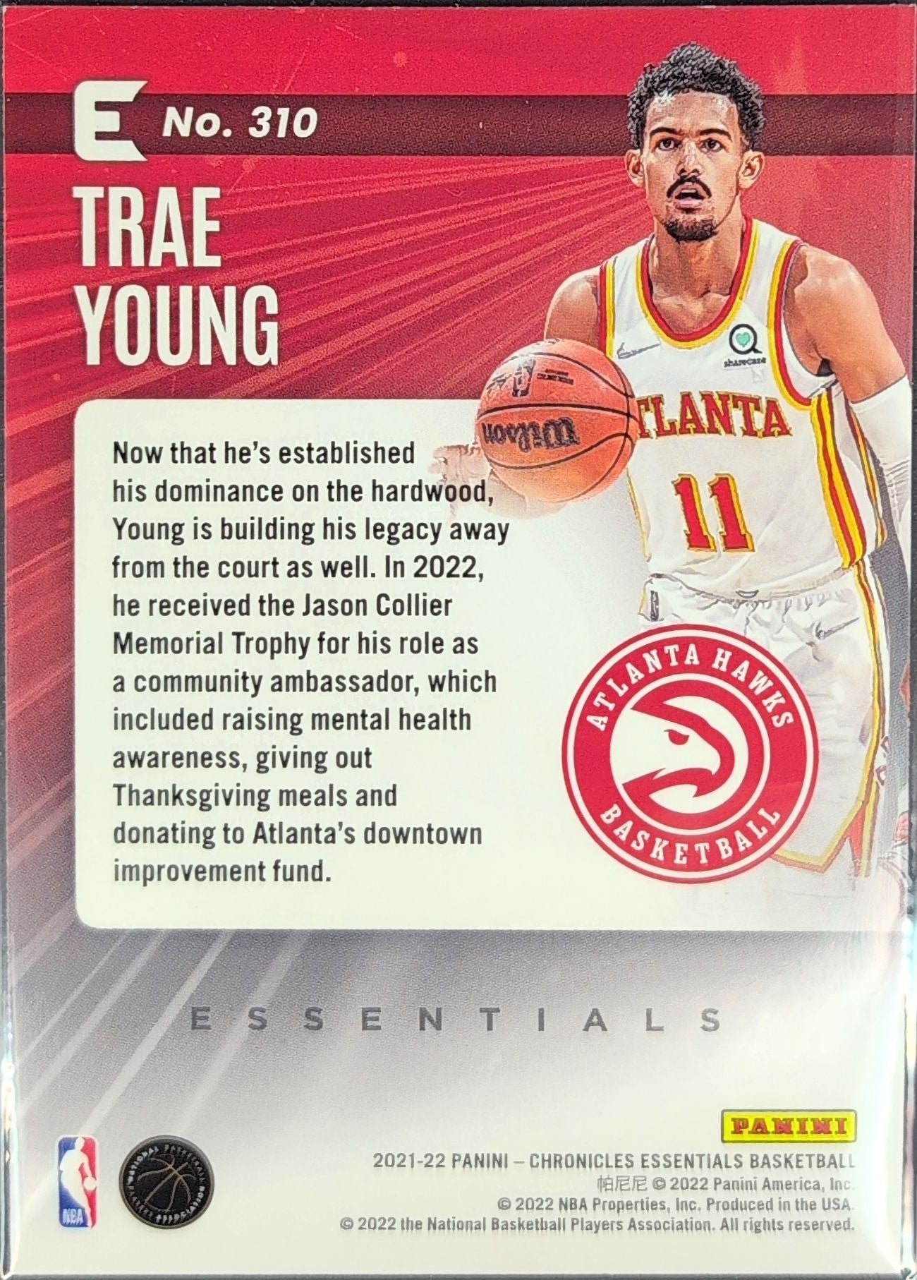 2021-22 Panini Chronicles Trae Young #310 Pink Atlanta Hawks back