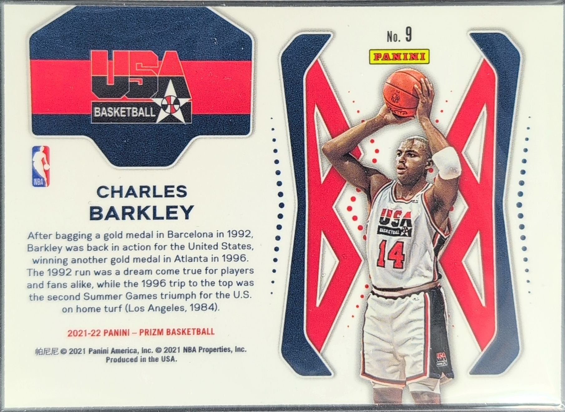 Charles Barkley 2021-22 Panini Prizm #9 USA Basketball - back image