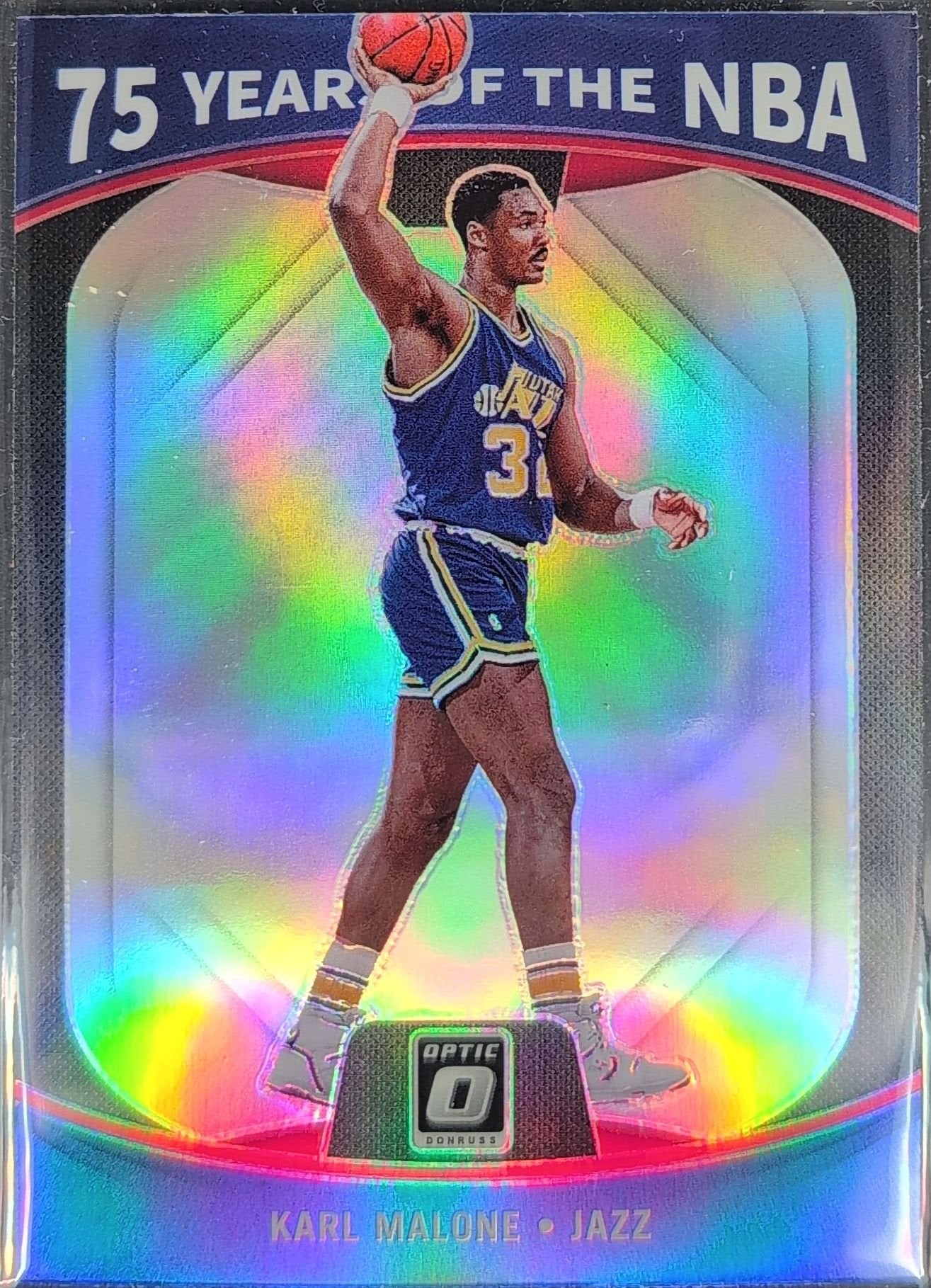 Karl Malone 2021-22 Panini Prizm #39 75 Years of the NBA (Donruss Optic) Utah Jazz - front image