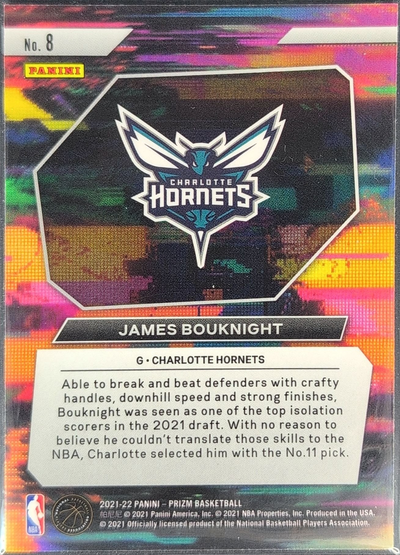 James Bouknight 2021-22 Panini Prizm #8 Instant Impact Charlotte Hornets - back image