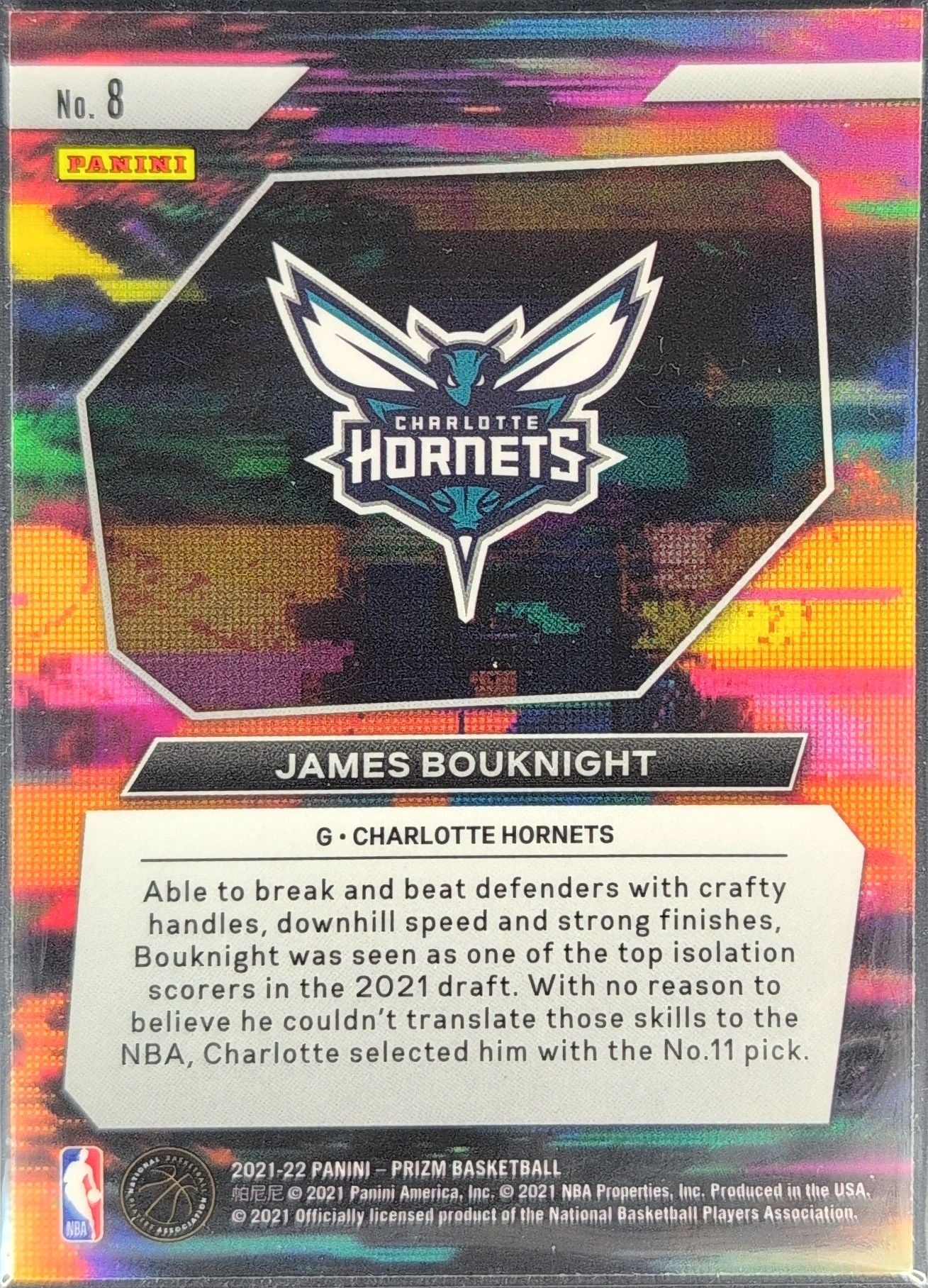 2021-22 Panini Prizm James Bouknight #8 Instant Impact Charlotte Hornets back