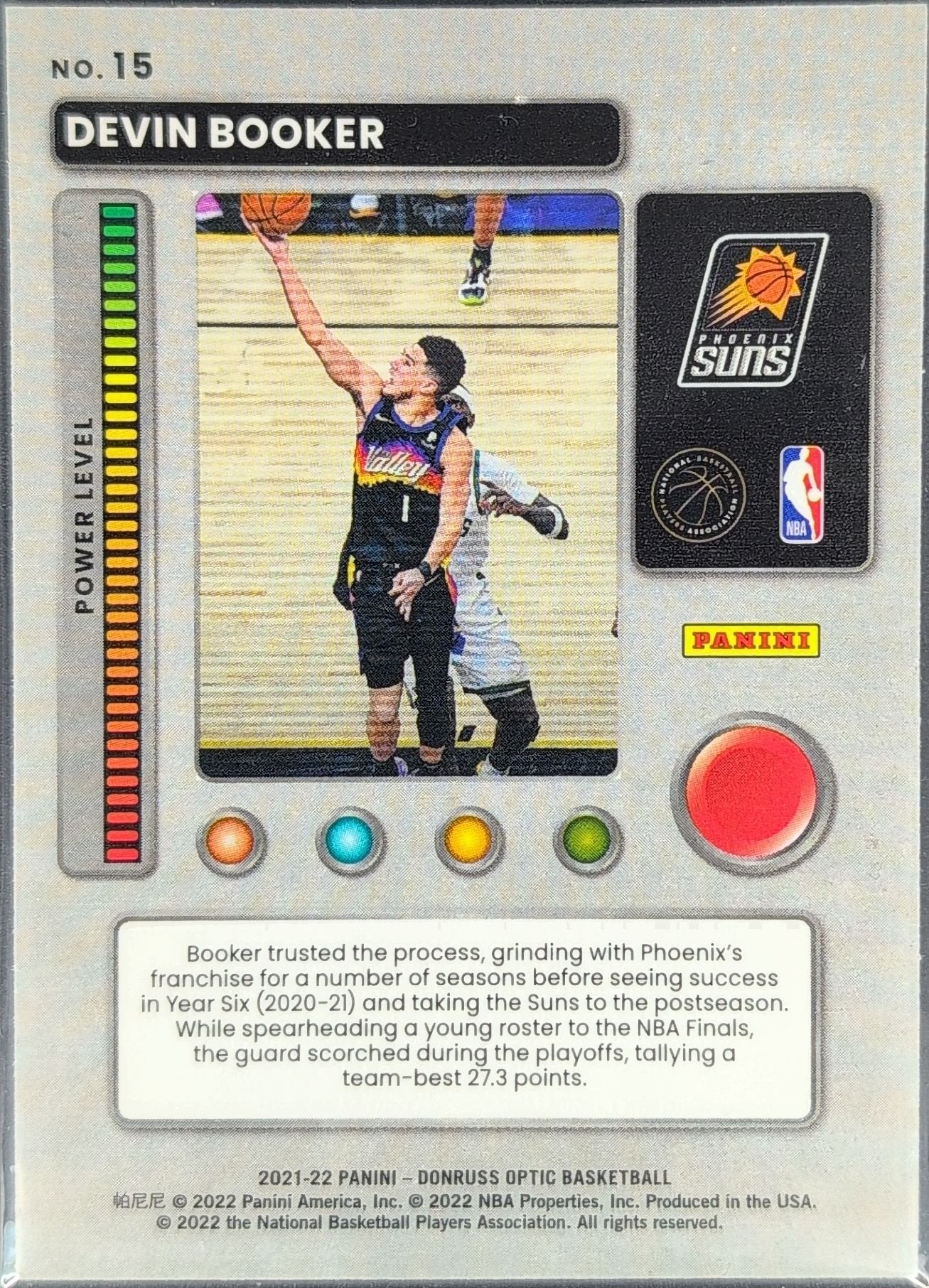 Devin Booker 2021-22 Donruss Optic #15 T-Minus 3...2...1 Phoenix Suns - back image