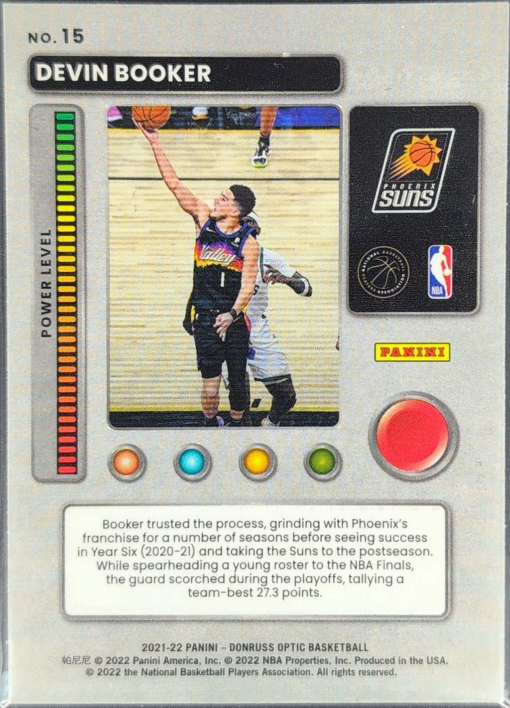 2021-22 Donruss Optic Devin Booker #15 T-Minus 3...2...1 Phoenix Suns back