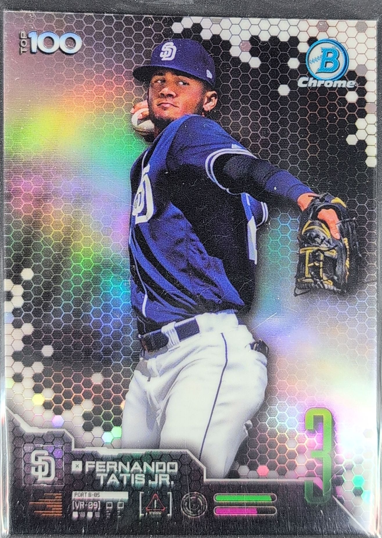 2019 Bowman Fernando Tatis Jr. #BTP-3 Bowman Scouts' Top 100 refractor San Diego Padres front