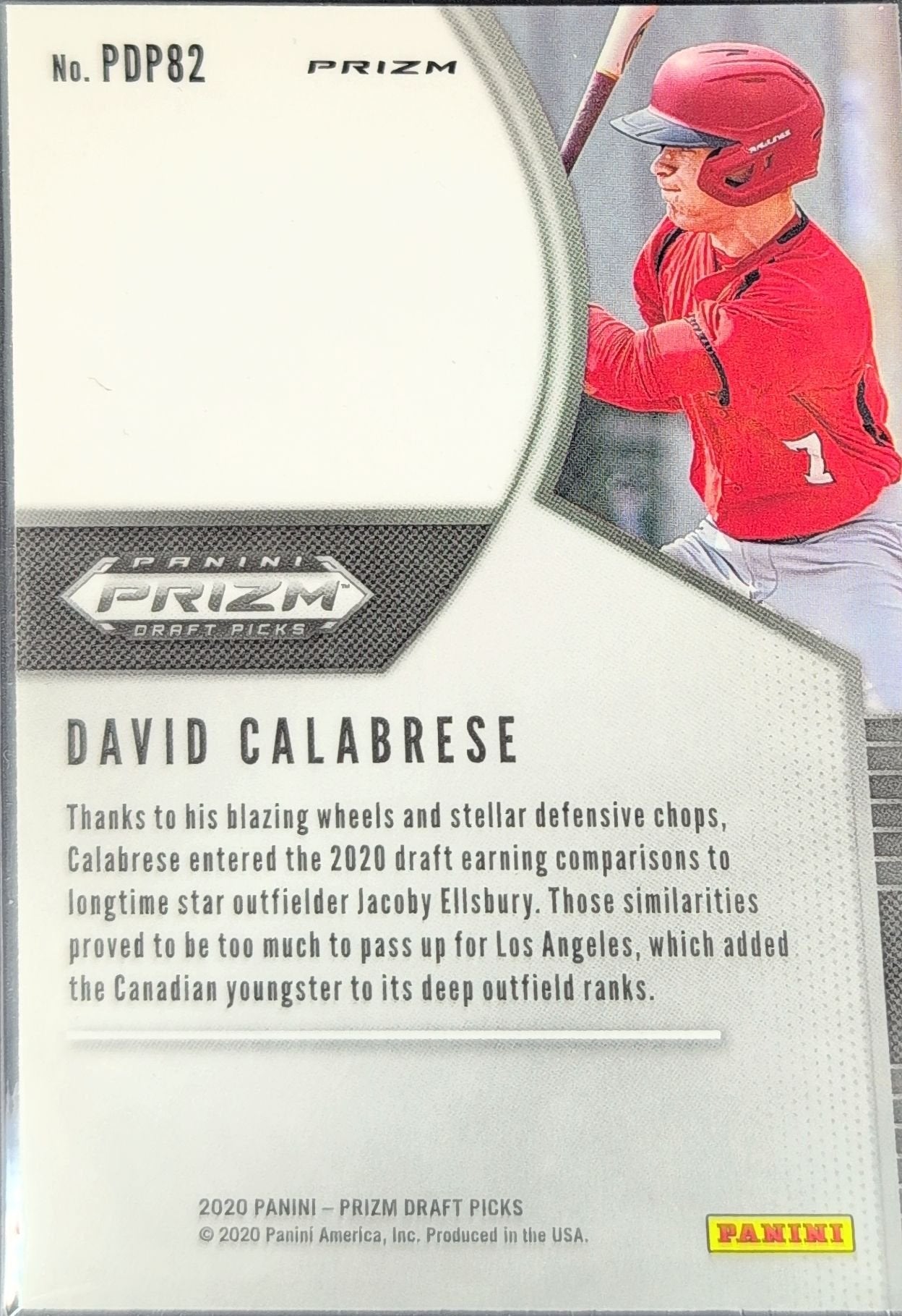 David Calabrese 2020 Panini Prizm Draft Picks #PDP82 Green Pulsar St. Elizabeth Catholic High School - back image