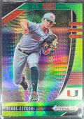 2020 Panini Prizm Draft Picks Slade Cecconi #PDP33 Hyper Green and Yellow Miami Hurricanes front