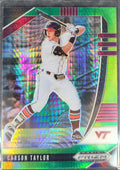 2020 Panini Prizm Draft Picks Carson Taylor #PDP130 Hyper Green and Yellow Virginia Tech Hokies front