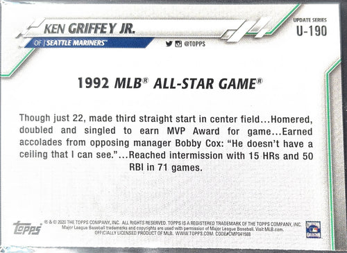 2020 Topps Update Ken Griffey Jr. #U-190 Seattle Mariners back