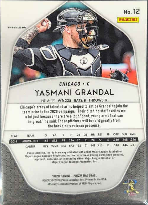 2020 Panini Prizm Yasmani Grandal #12 Red, White and Blue Prizm Chicago White Sox back