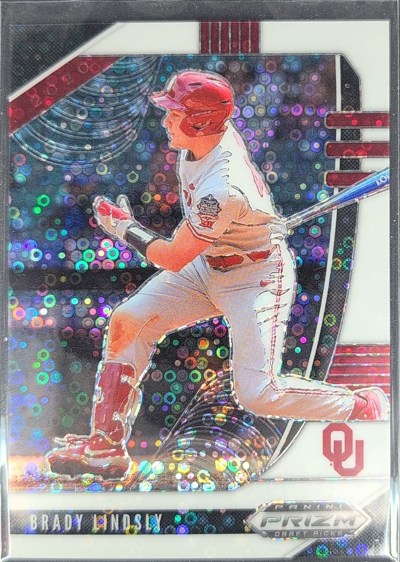 Brady Lindsly 2020 Panini Prizm Draft Picks #PDP123 White Donut Circles Oklahoma Sooners - front image