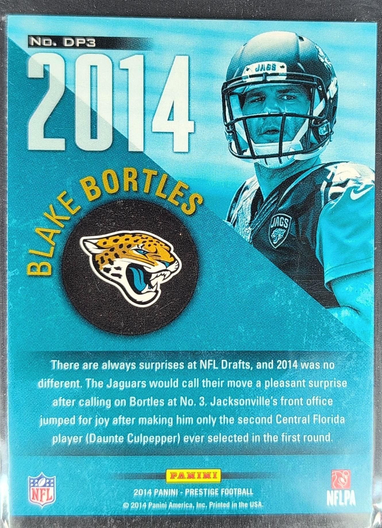 Blake Bortles 2014 Panini Prestige #DP3 Draft Picks Jacksonville Jaguars - back image