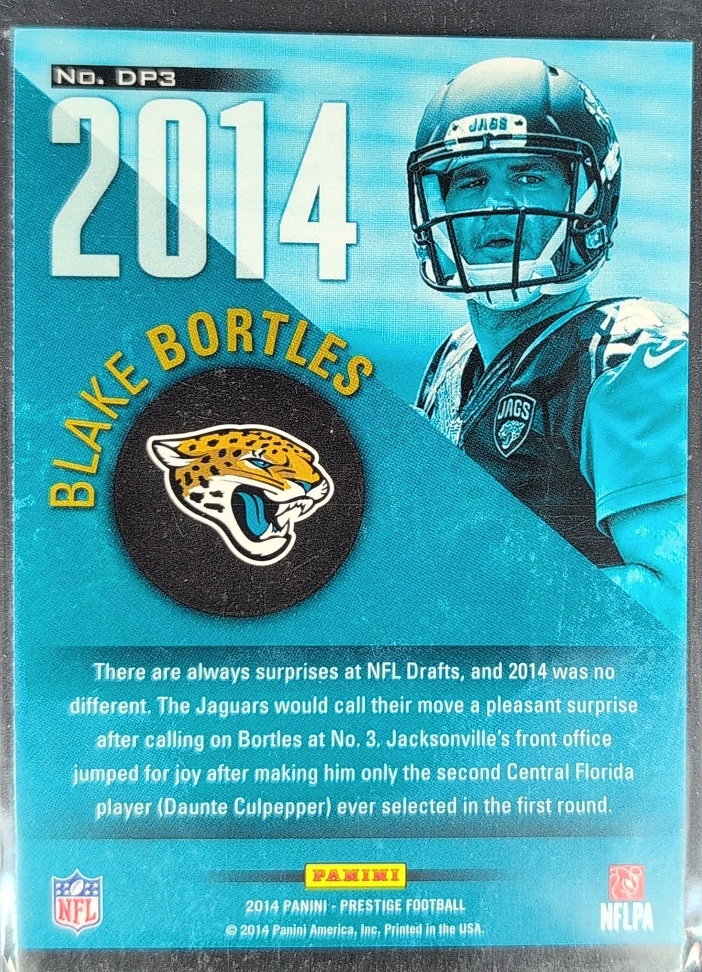 2014 Panini Prestige Blake Bortles #DP3 Draft Picks Jacksonville Jaguars back