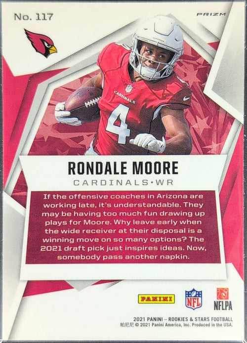 2021 Panini Rookies & Stars Rondale Moore #117 Pulsar Prizm RC Arizona Cardinals back