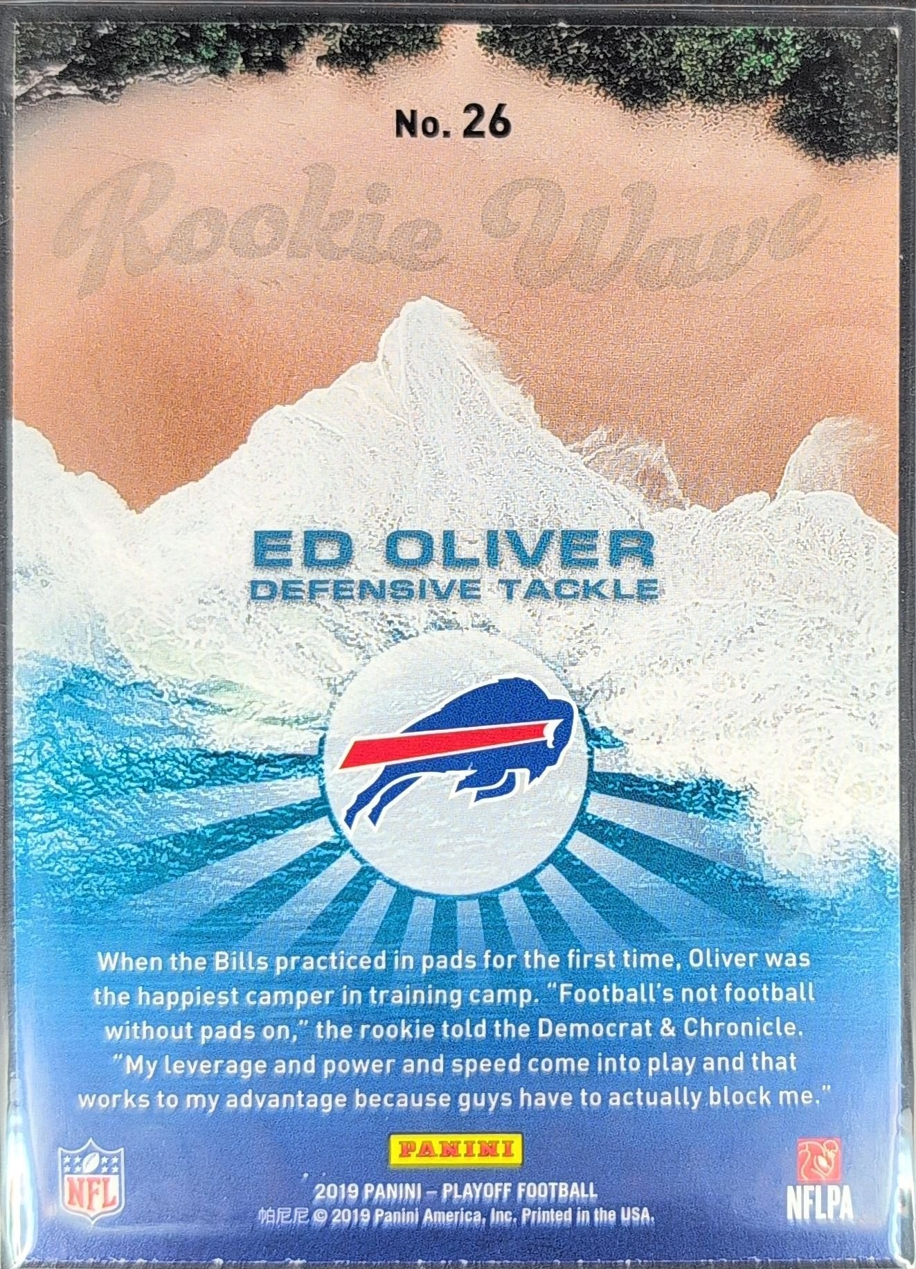 Ed Oliver 2019 Panini Playoff #26 Rookie Wave Buffalo Bills - back image