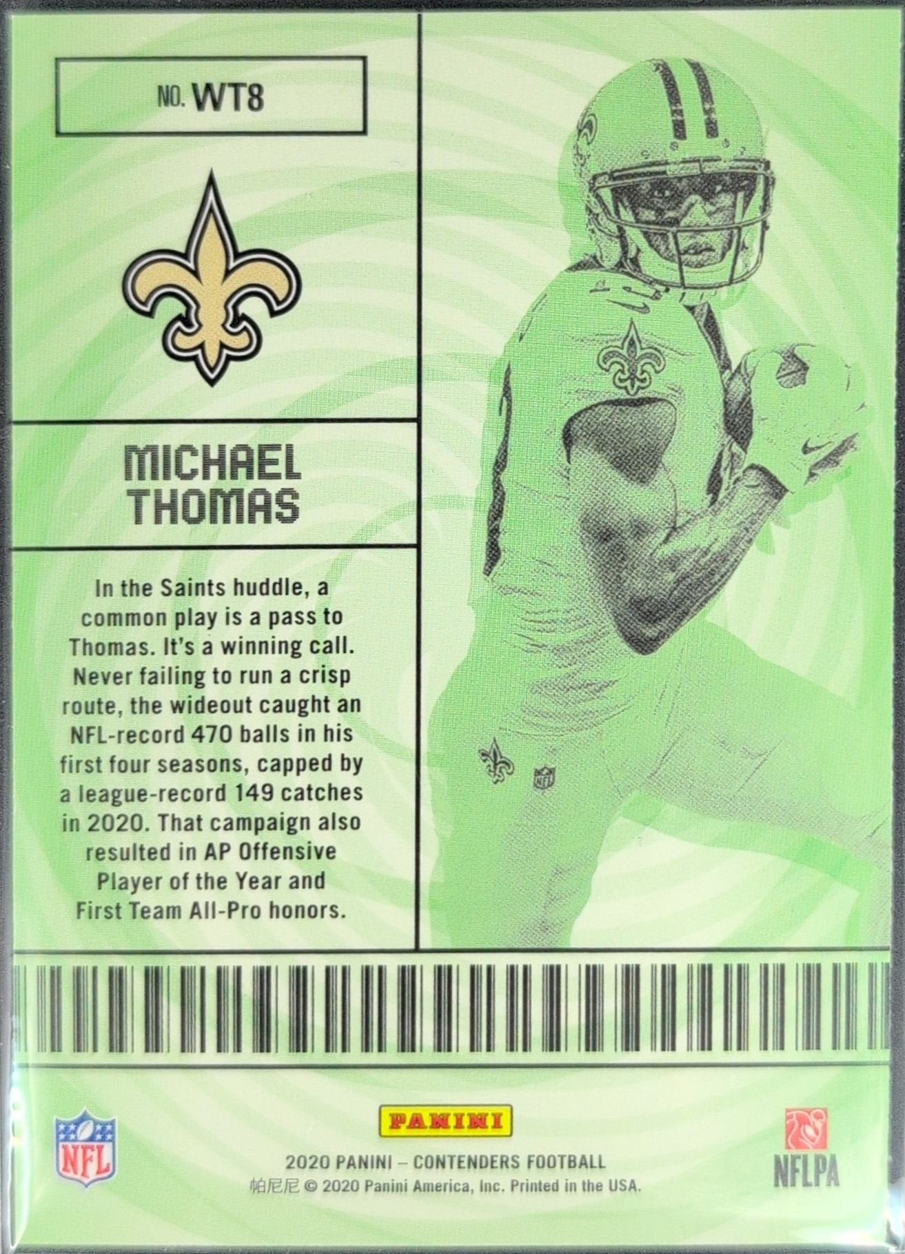 Michael Thomas 2020 Panini Contenders #WT8 Winning Ticket Ruby New Orleans Saints - back image