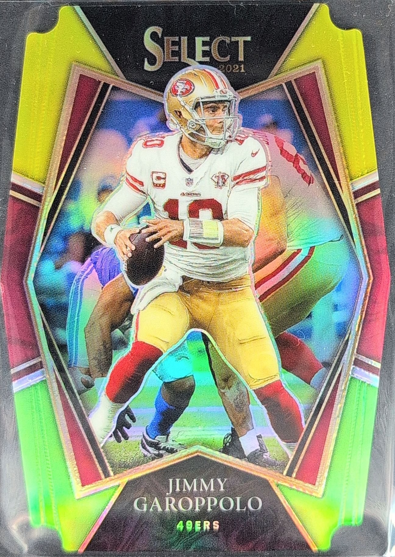 Jimmy Garoppolo 2021 Panini Select #131 Red and Blue Prizm Die Cut San Francisco 49ers - front image