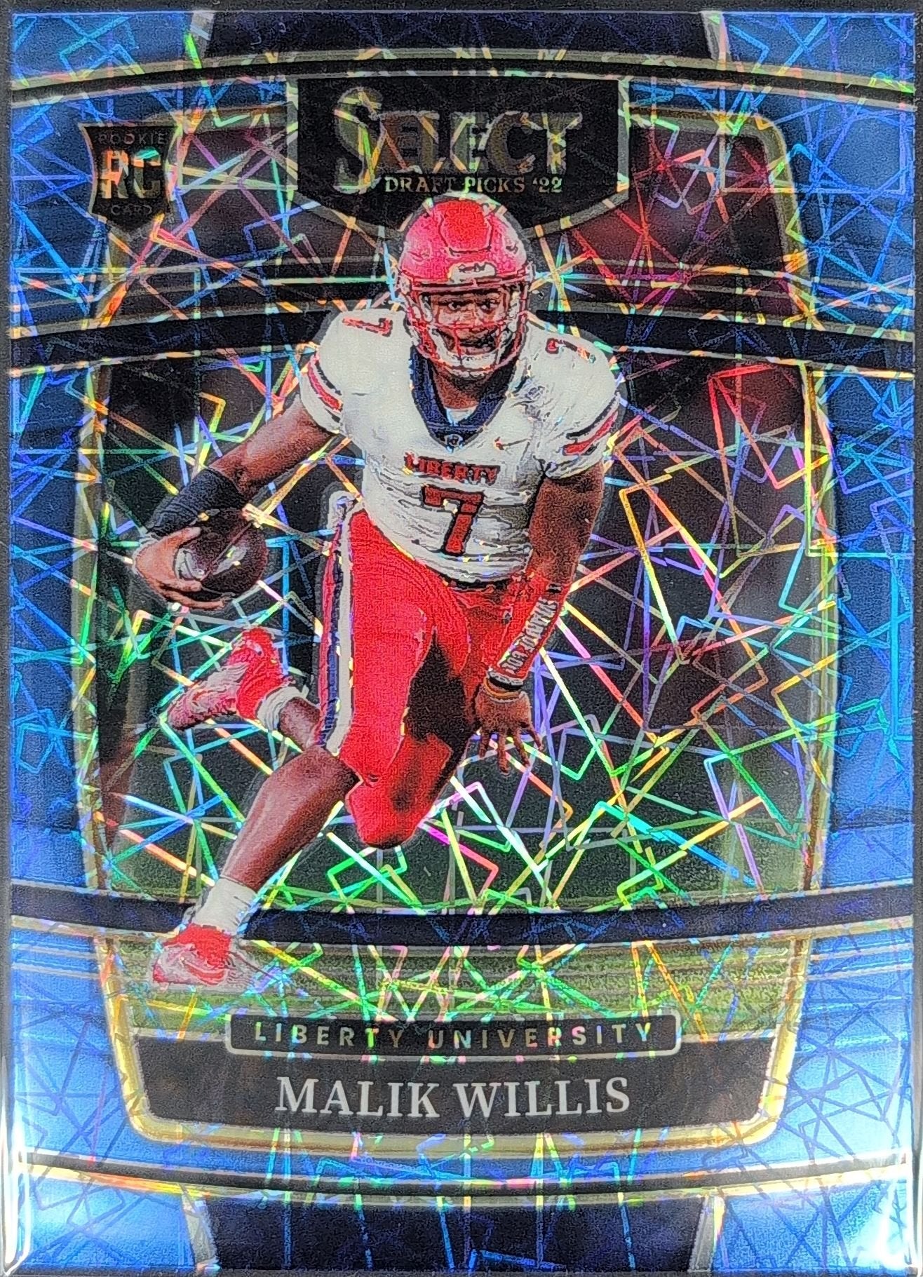 Malik Willis 2022 Panini Select Draft Picks #2 Light Blue Lazer Prizm Liberty Flames - front image