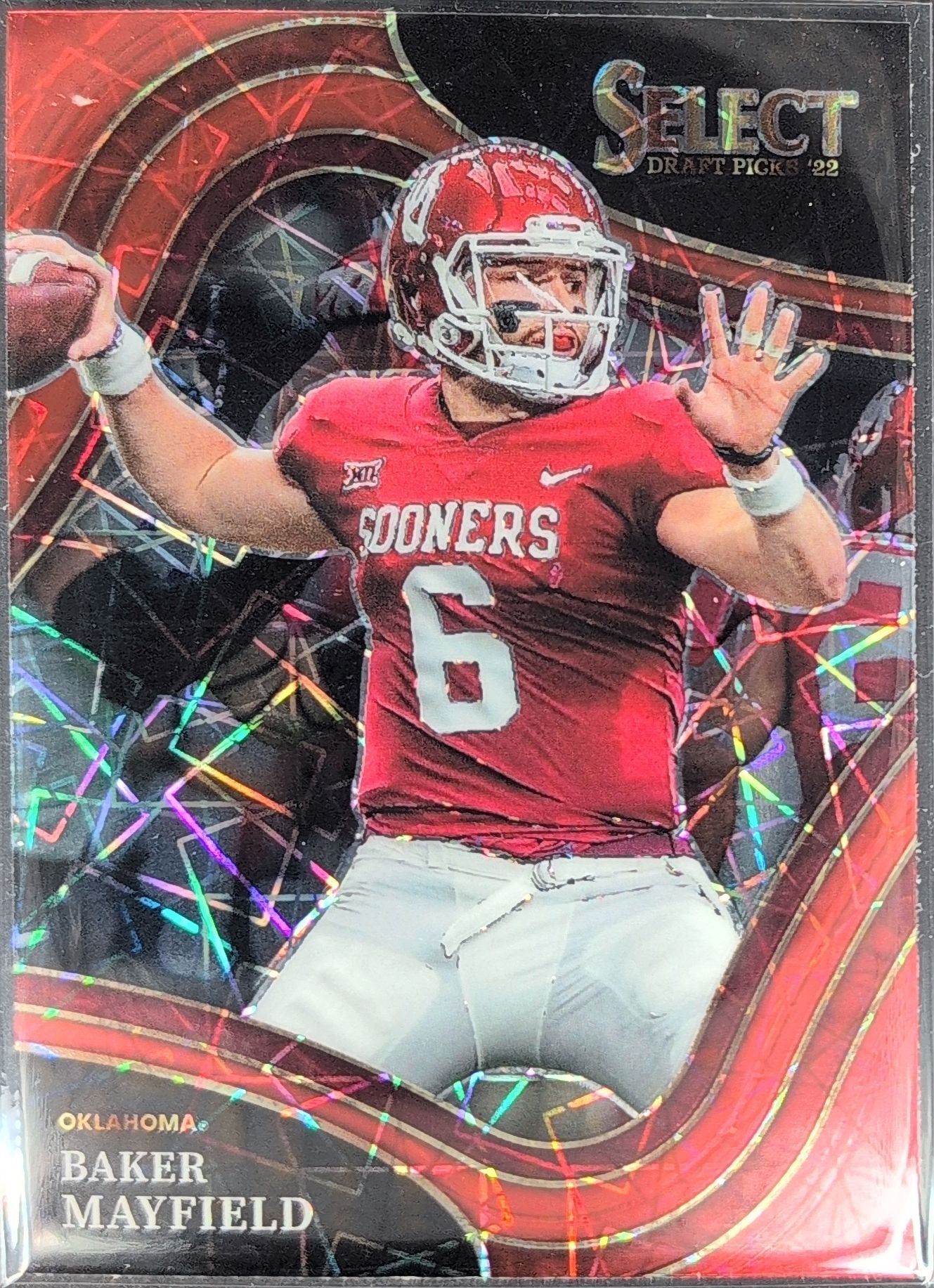 Baker Mayfield 2022 Panini Select Draft Picks #147 Red Lazer Prizm Oklahoma Sooners - front image