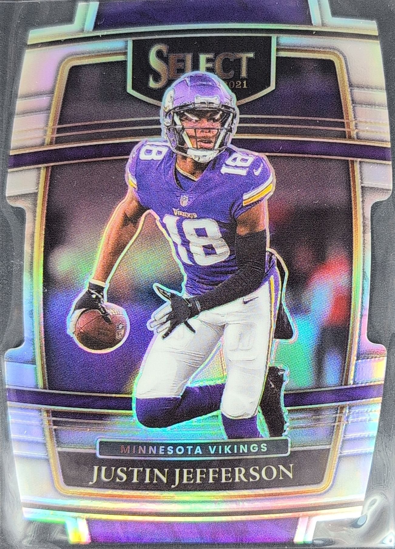 Justin Jefferson 2021 Panini Select #23 Black and Gold Prizm Die Cut Minnesota Vikings - front image