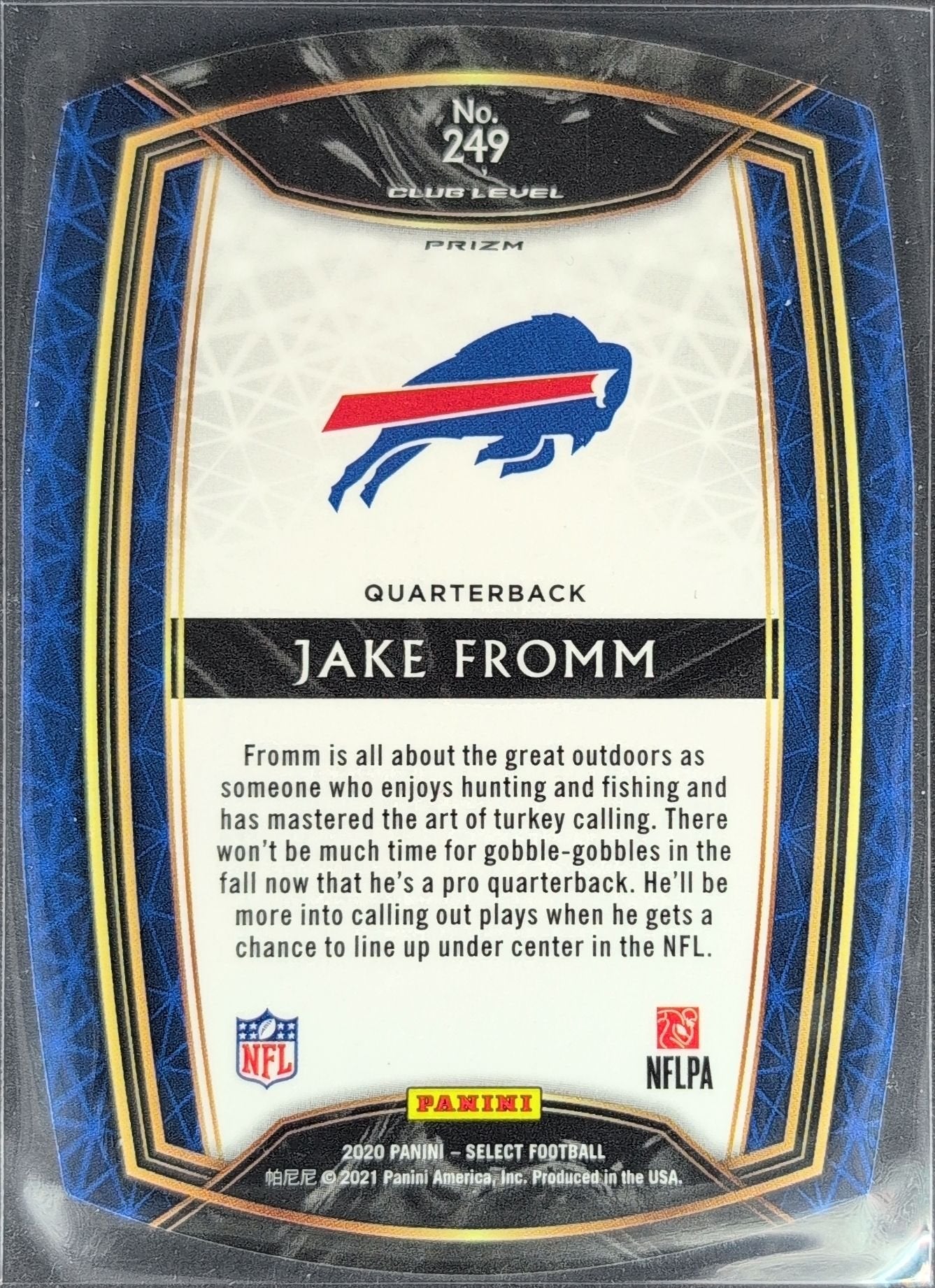 Jake Fromm 2020 Panini Select #249 Orange Prizm Die Cut Rookie RC Buffalo Bills - back image