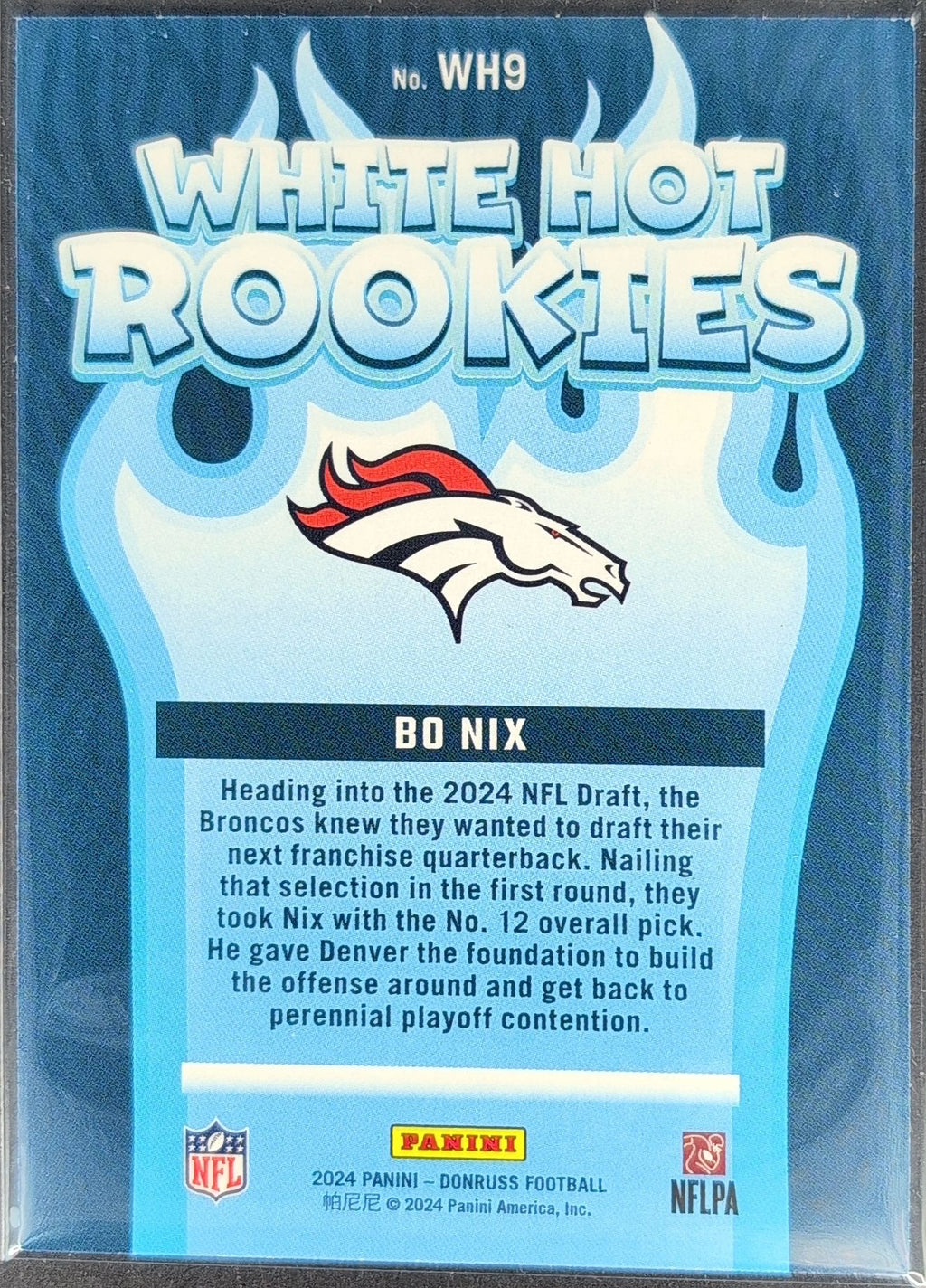2024 Donruss Bo Nix #WH9 White Hot Rookies Denver Broncos back
