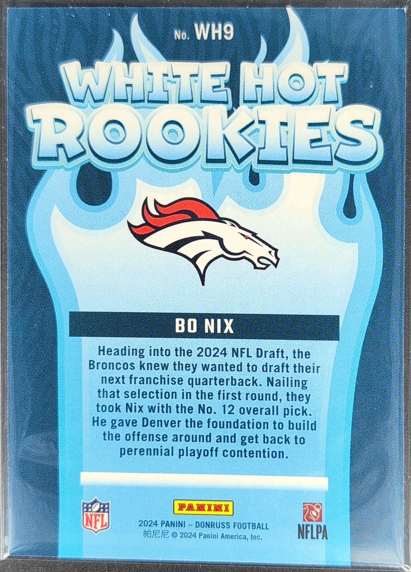 2024 Donruss Bo Nix #WH9 White Hot Rookies Denver Broncos back