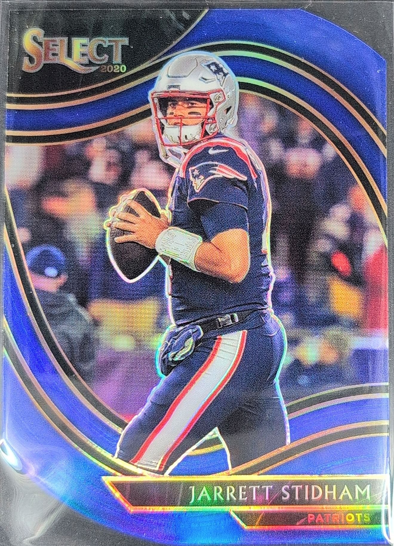 Jarrett Stidham 2020 Panini Select #336 Blue Prizm Die Cut New England Patriots - front image