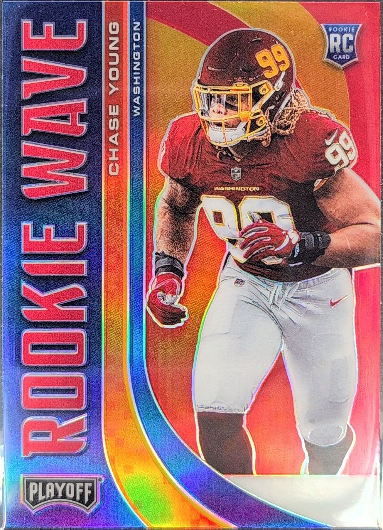 Chase Young 2020 Panini Playoff #RW-2 Rookie Wave Silver Washington Redskins - front image