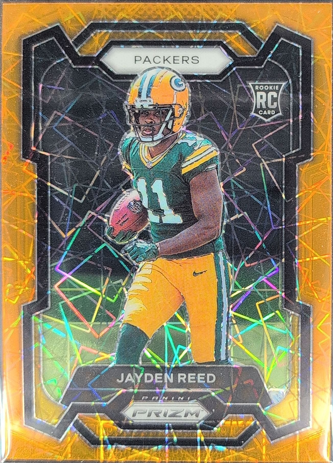 Jayden Reed 2023 Panini Prizm #334 Orange Lazer Green Bay Packers - front image