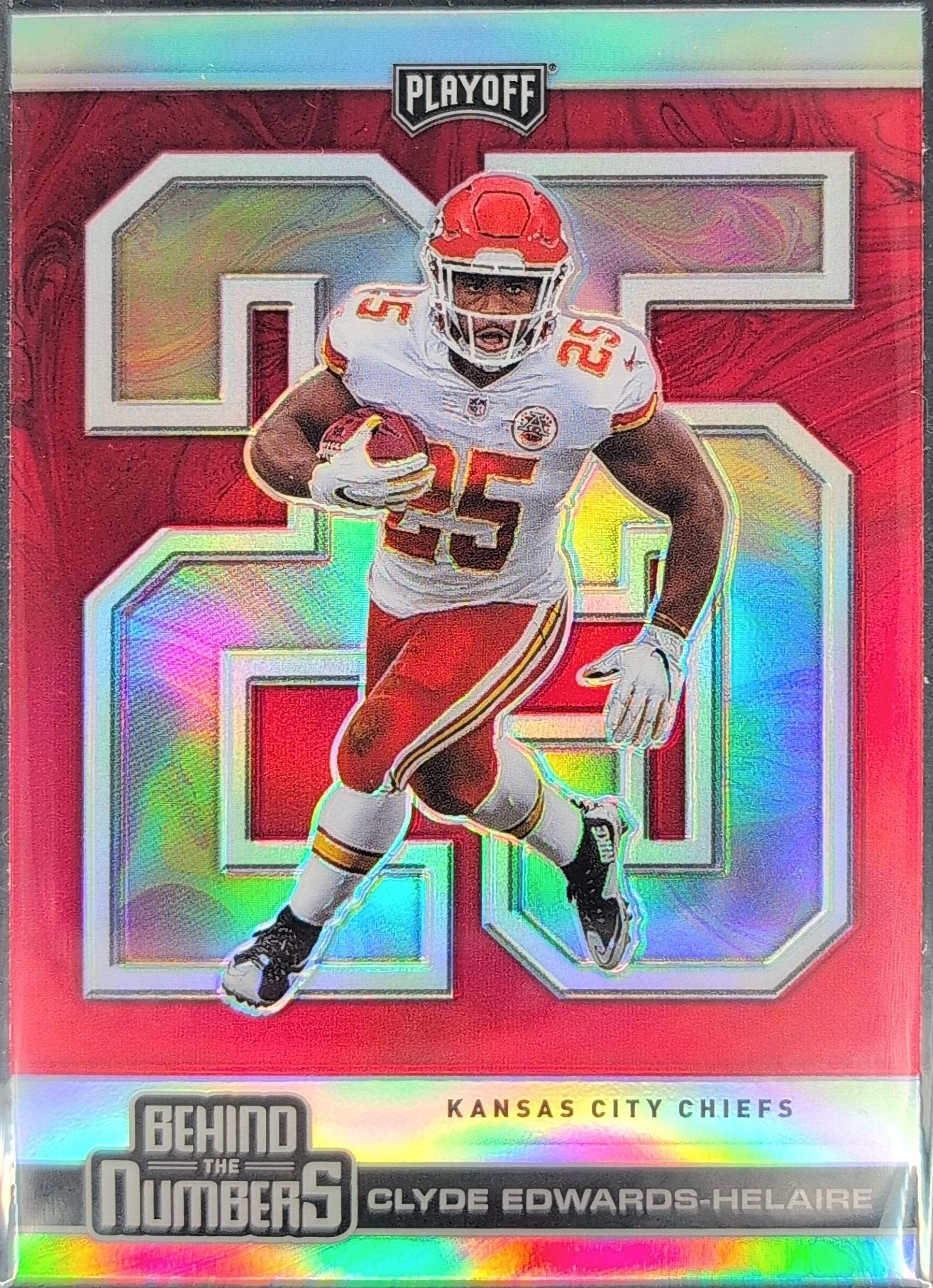 Clyde Edwards-Helaire 2020 Panini Playoff #BTN-29 Behind the Numbers Red Kansas City Chiefs - front image