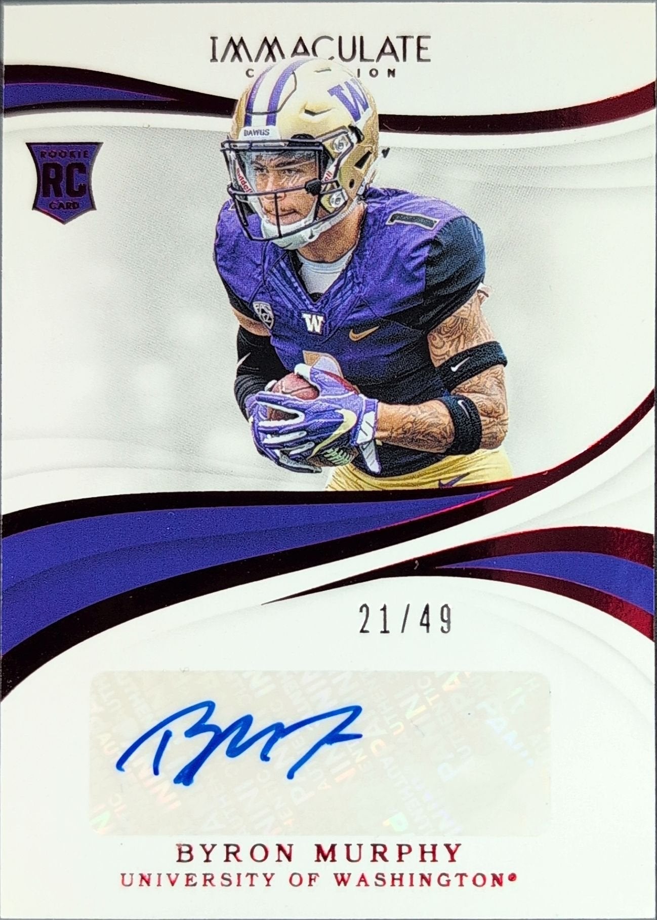 Byron Murphy 2019 Panini Immaculate Collection Collegiate #70 Red Washington Huskies - front image