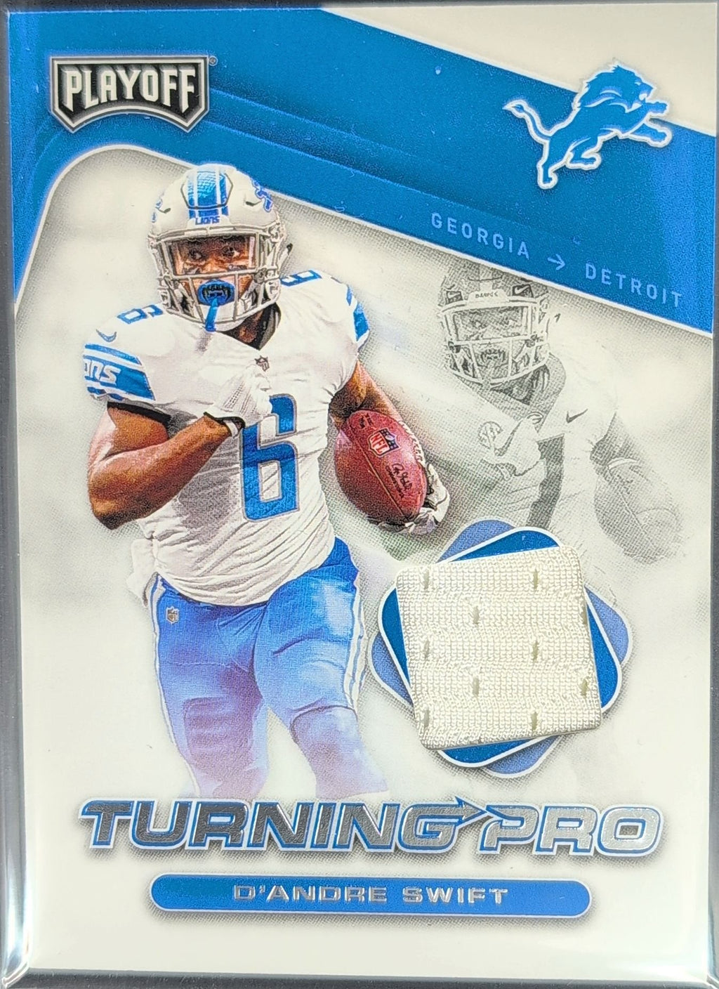 D'Andre Swift 2020 Panini Playoff #TP-9 Turning Pro Memorabilia Detroit Lions - front image