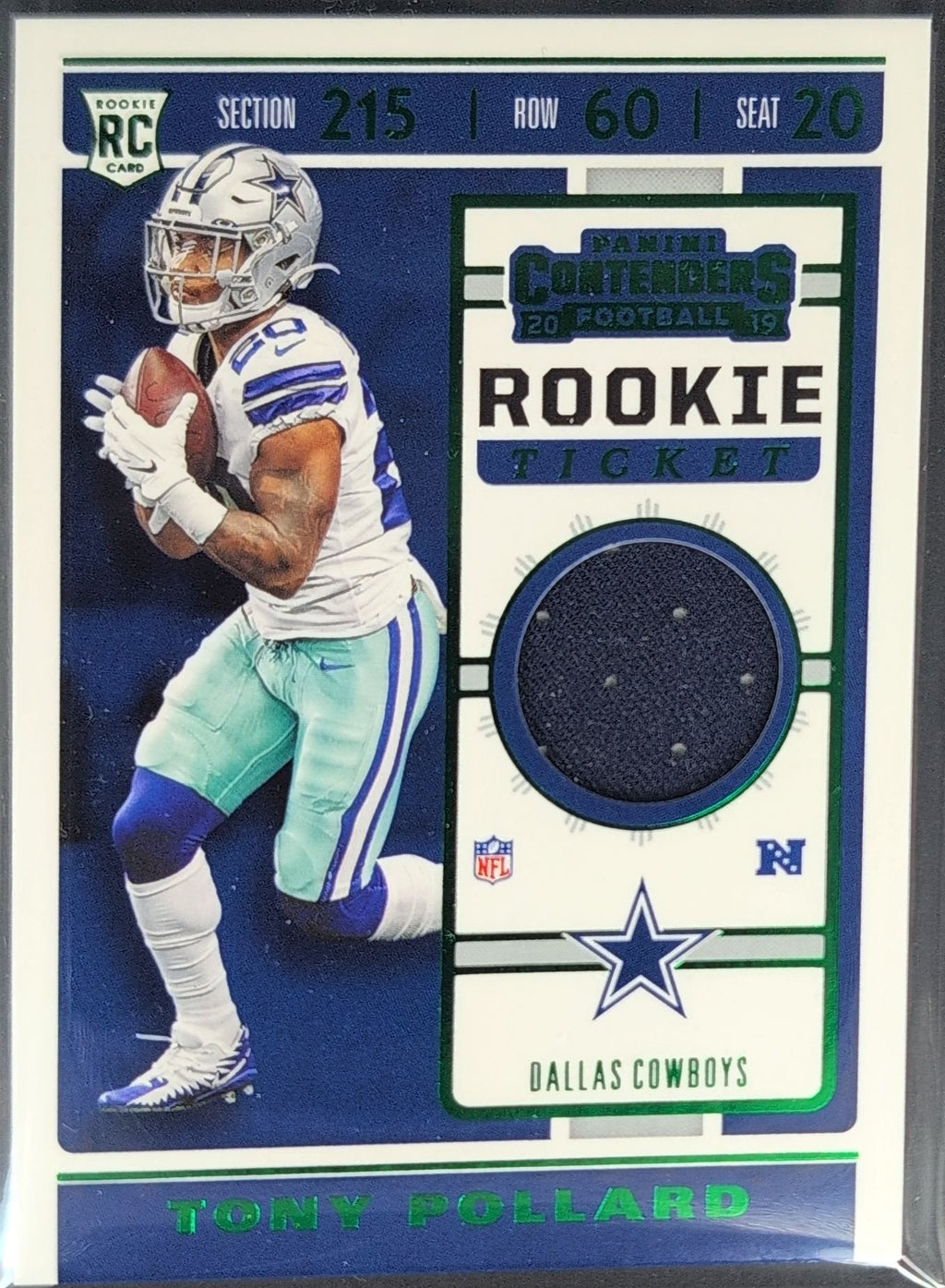Tony Pollard 2019 Panini Contenders #RTS-35 Rookie Ticket Swatches Dallas Cowboys - front image