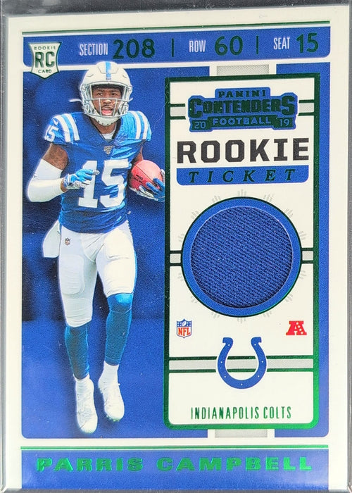 2019 Panini Contenders Parris Campbell #RTS-17 Rookie Ticket Swatches MEM Indianapolis Colts front
