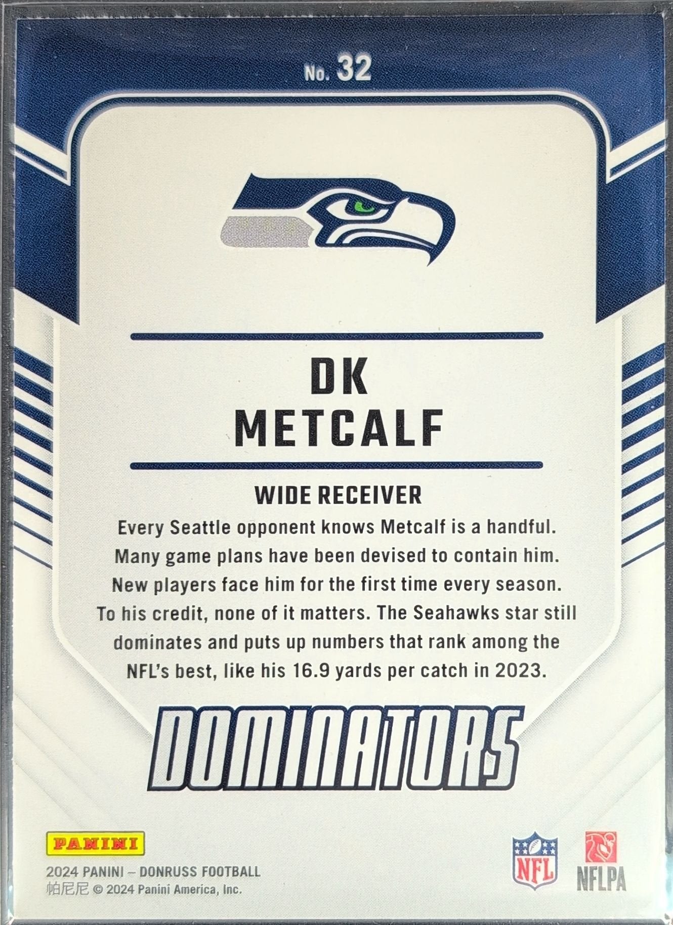 D.K. Metcalf 2024 Donruss #32 Dominators Seattle Seahawks - back image